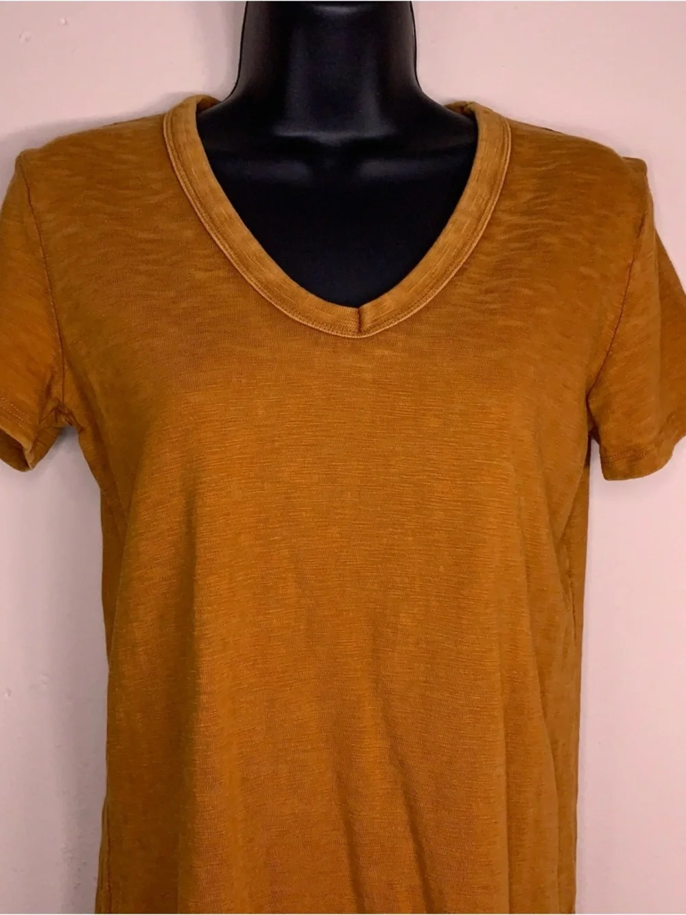XS Universal Thread Mustard Yellow Dress Vneck Short Sleeve Cotton Stretch
